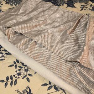 Croscill Classic gray and white striped bedskirt.